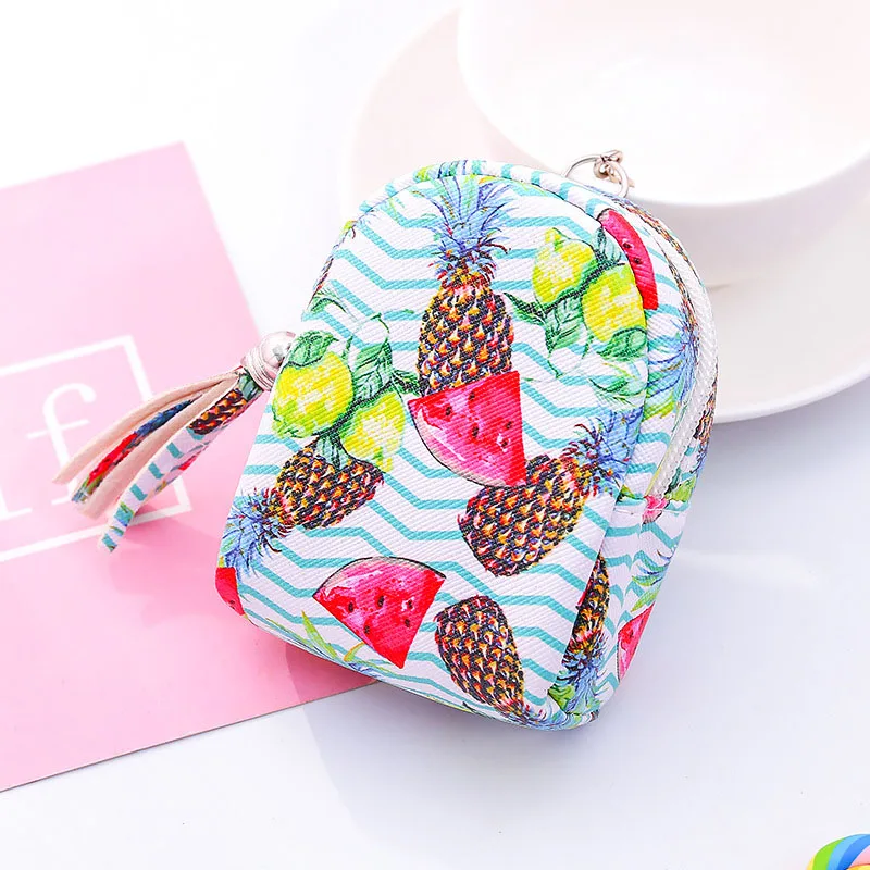 Оранжевый KAMIDA Cute Watermelon Coin Purse Small Bag Coin Bag Key Ring Pendant Cat Zipper Student Wallet Female Fashion Mini Card Package - Цвет: Оранжевый