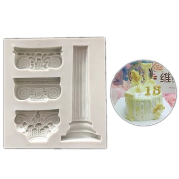 

European Retro Roman Column Fondant Silicone Mold Cake Decoration Building Retro Pillar Chocolate Epoxy Mould Cake Decorate Tool