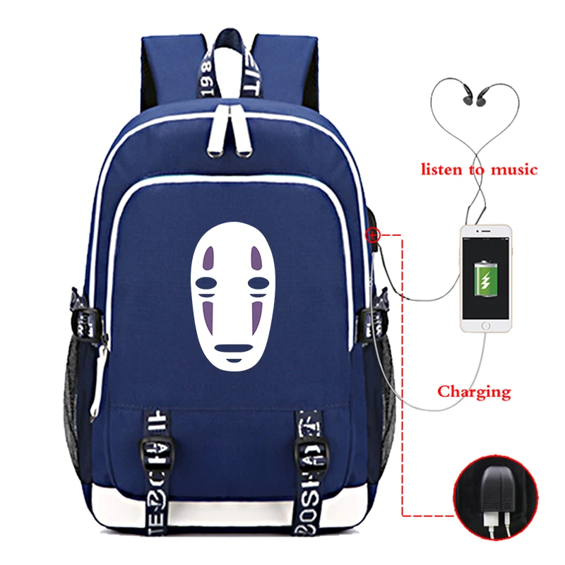

Spirited Away Backpack Cool School Bags for Teenagers Boys Girls USB Charging Backpacks Schoolbags Daily Rucksack Laptop Bag