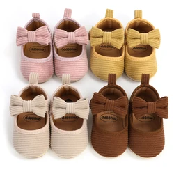 Chaussures décontractées pour bébés, couleur bonbon, nœud papillon, semelle souple en caoutchouc antidérapante, chaussures plates pour premiers pas, accessoires pour bébés filles 