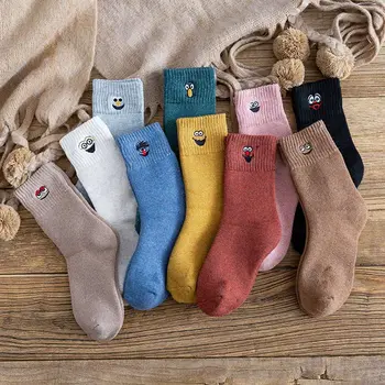 

Cartoon Embroidered Socks Women Cotton Socks Fashion Cute Funny Socks Warm Spring Socks
