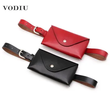 

2019 Waist Bag Women New Pack Split Leather Fashion Women's Bags Female Thin Belt Ladies Waist Pack Shoulder Chest Phone Pouch