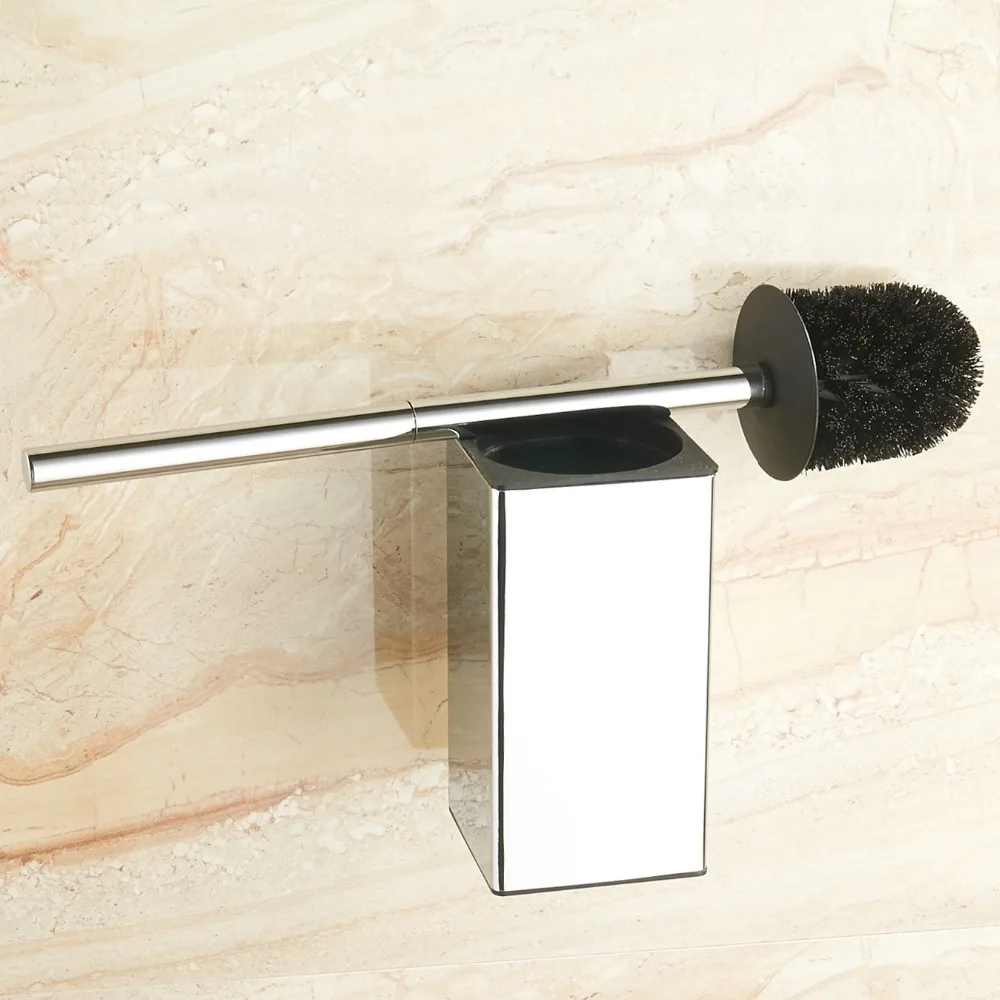 MTTUZK Matte Black 304 Stainless Steel Wall Mounted Toilet Brush Bathroom Cleaning brush Holder With Toilet Brush Wall Mounted