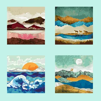 

YIJIE DIY Painting By Numbers Abstract landscape painting Canvas Oil Painting Paints By Number Kit Home Living room Decoration