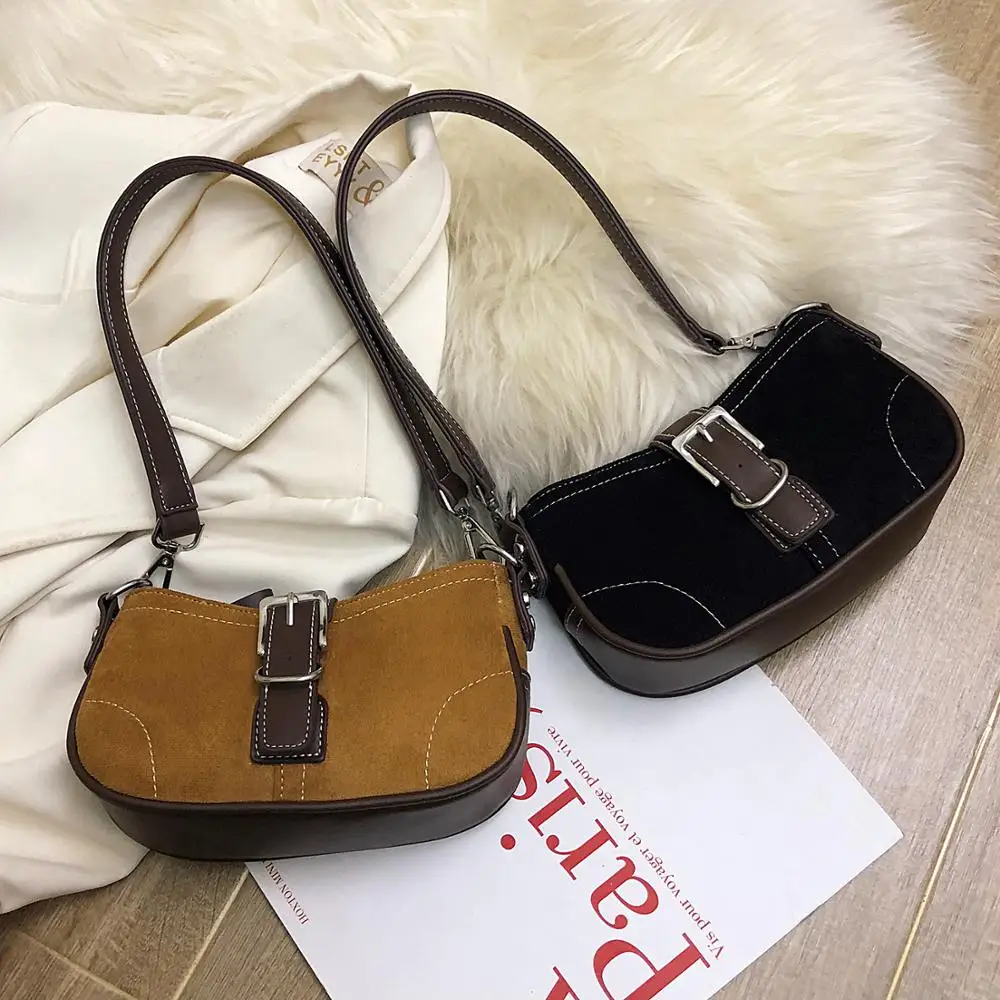 PU Leather+Canvas Shoulder Bags For Women Designer Winter Small Handbags and Purses Lady Hand Bag Female Totes