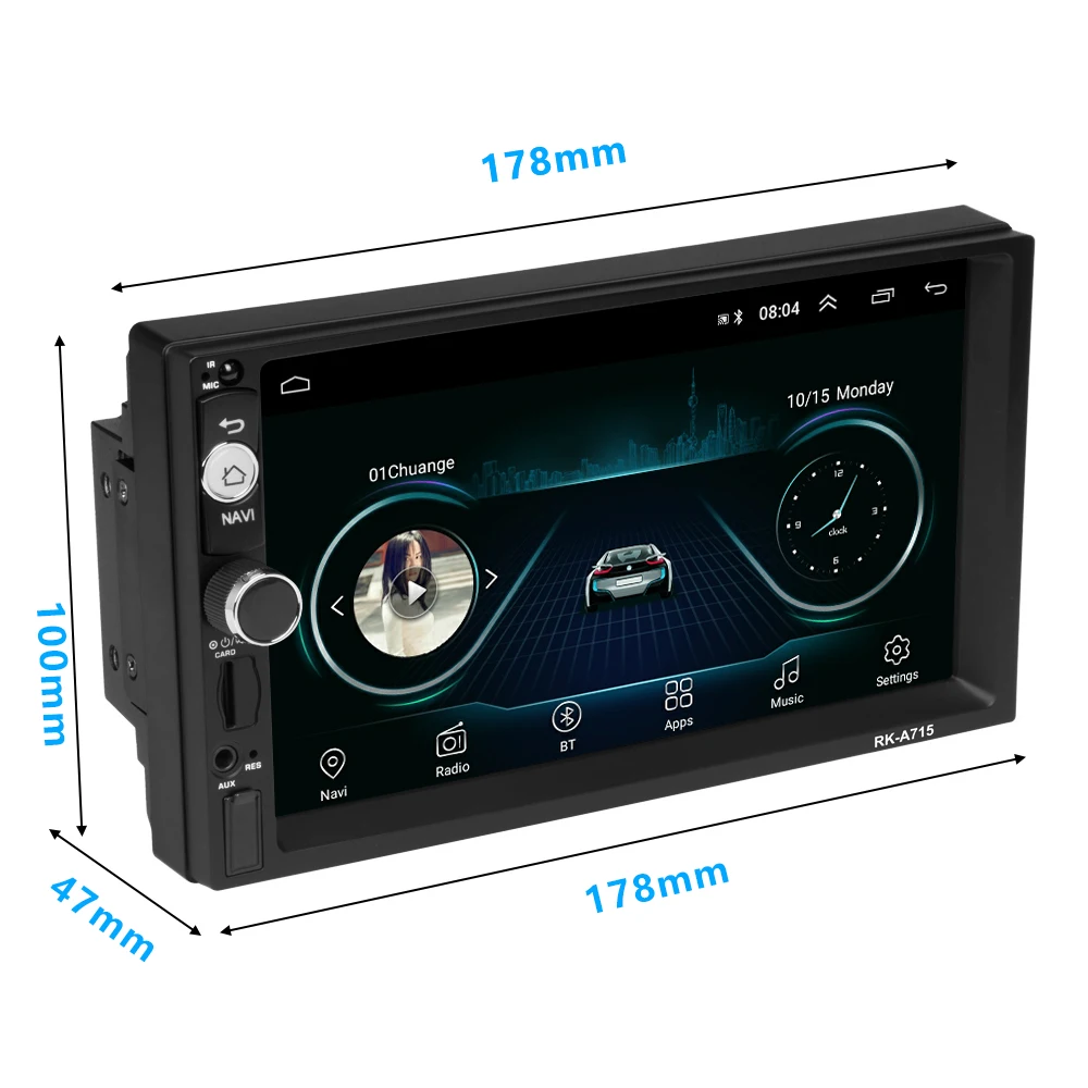  Podofo Auto Multimedia Player Android 8.1 2Din GPS Navi Auto Radio Wifi Bluetooth Autoradio Univers