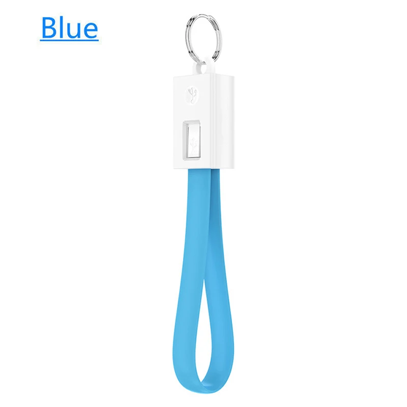 Blue Брелок USB быстрое зарядное устройство кабель для синхронизации данных для iphone Xs type-C Micro USB C короткая сумка для проводов подвеска брелок кабели для мобильных телефонов - Цвет: Blue