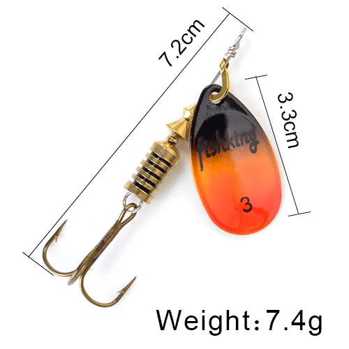 FISH KING Spinner Bait 3.9g 4.6g 7.4g 10.8g 15g Spoon Lures pike Metal With Treble Hooks Arttificial Bass Bait Fishing Lure as photo