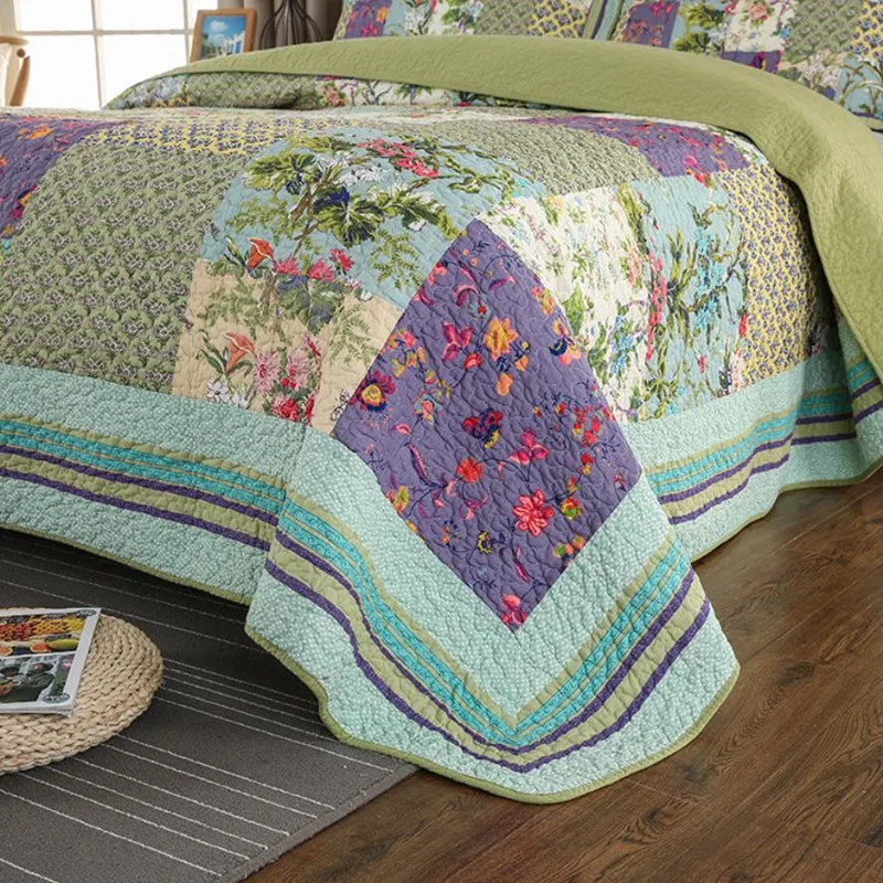 1 шт покрывало для кровати+ 2 шт наволочки Зеленое одеяло роскошный европейский стиль покрывало одеяло большая двуспальная кровать хлопок домашний текстиль