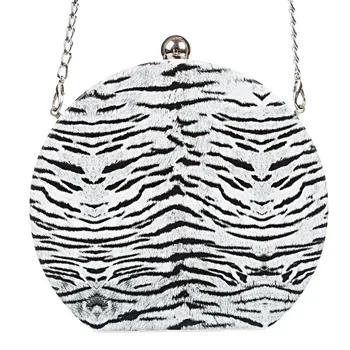 

2020 round shaped evening clutch bags printed leopard wedding dinner clutch with chain dinner wallets drop shipping MN1622