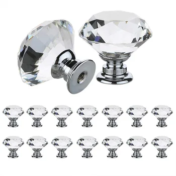

20-40mm Crystal Glass Knobs Cupboard Drawer Shape Design Wardrobe Handle Hardware Diamond Knobs Drawer Pull Kitchen Door Cabinet