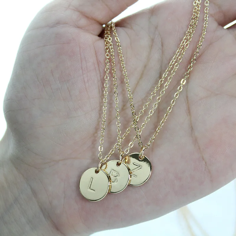 DIY крошечное золотое ожерелье серебряного цвета с буквенным принтом колье