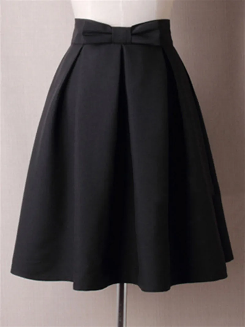Women Skirts 2020 New Bow Solid Color Pleated Ball Gown Women Short Dress Summer Casual Ladies Short Skirt Women Streetwear  (7)