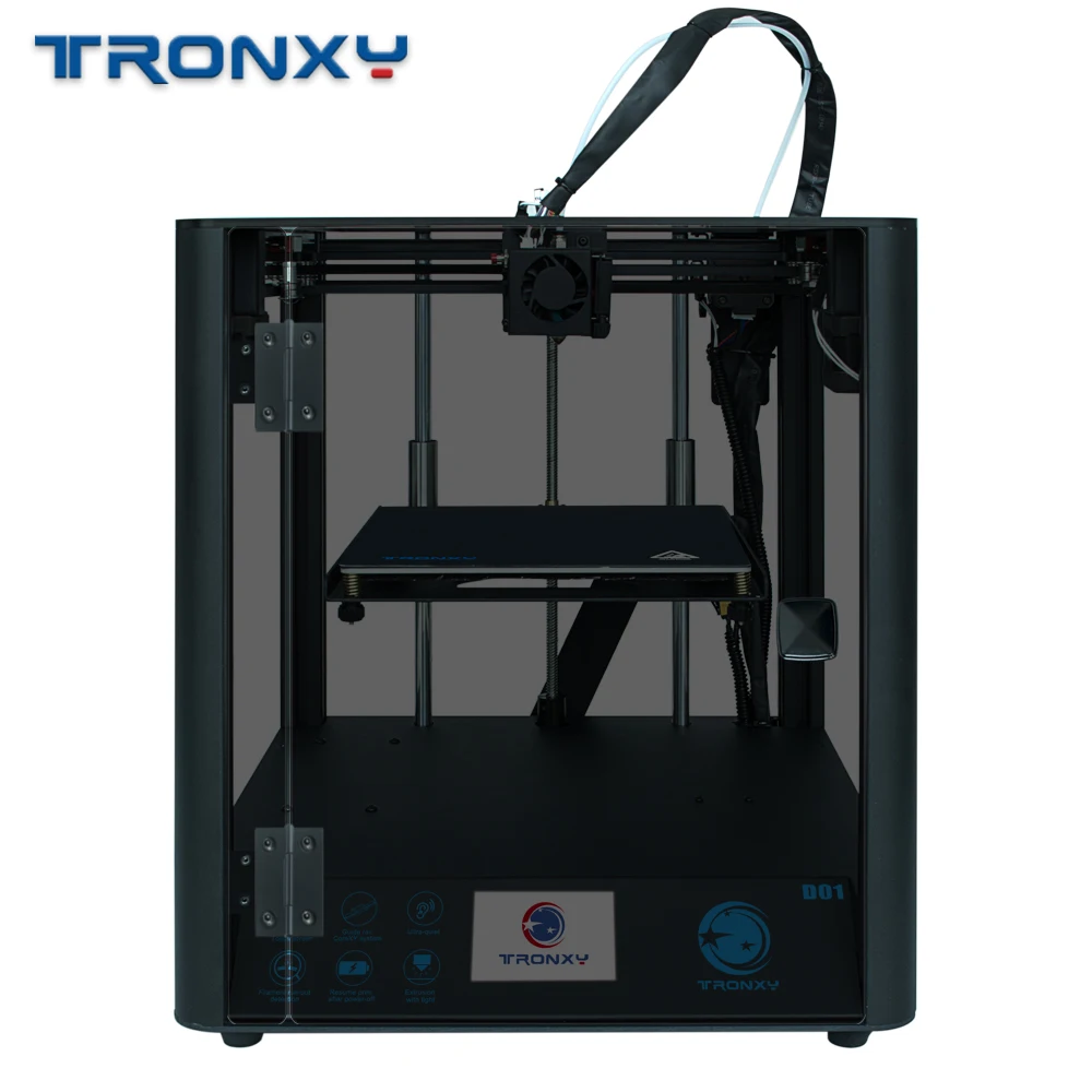 Новейший 3d принтер TRONXY D01 промышленная линейная направляющая Titan экструдер бесшумный дизайн высокоточная печать Акриловая Маска на выбор - Цвет: Add Acrylic Mask