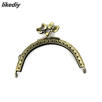 

10 pcs/lot 8.5 cm Antique bronze Semicircle Metal purse frame Leaf bow-knot kiss clasp DIY bag accessories