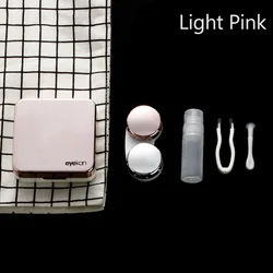 Travel-Friendly Square Contact Lens Case - Stylish Solid Color Container and Holder (Light pink 1)