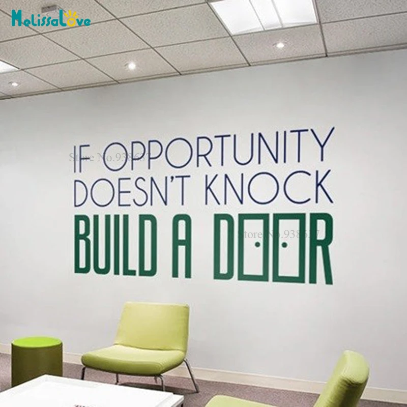 If Opportunity Doesn T Knock Build A Door Inspirational Office Quote Decal Removable Vinyl Wall Sticker Ba162 Wall Stickers Aliexpress