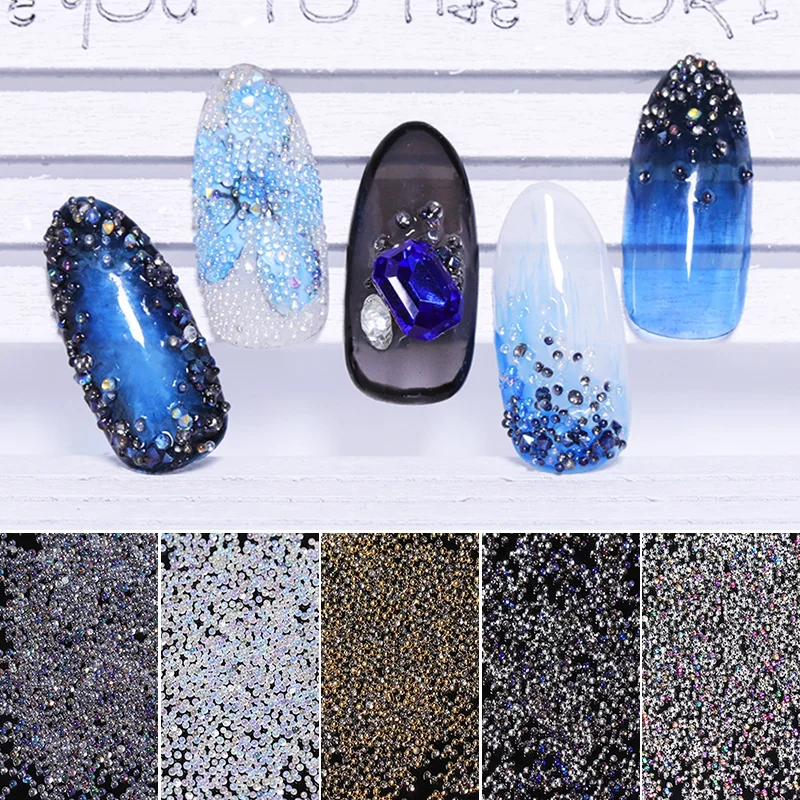 

3g/Box Colorful Round Dot Nail Rhinestone Mini Beads Mixed Size Nail Decor DIY 3D Nail Art Decoration Tool Accessories