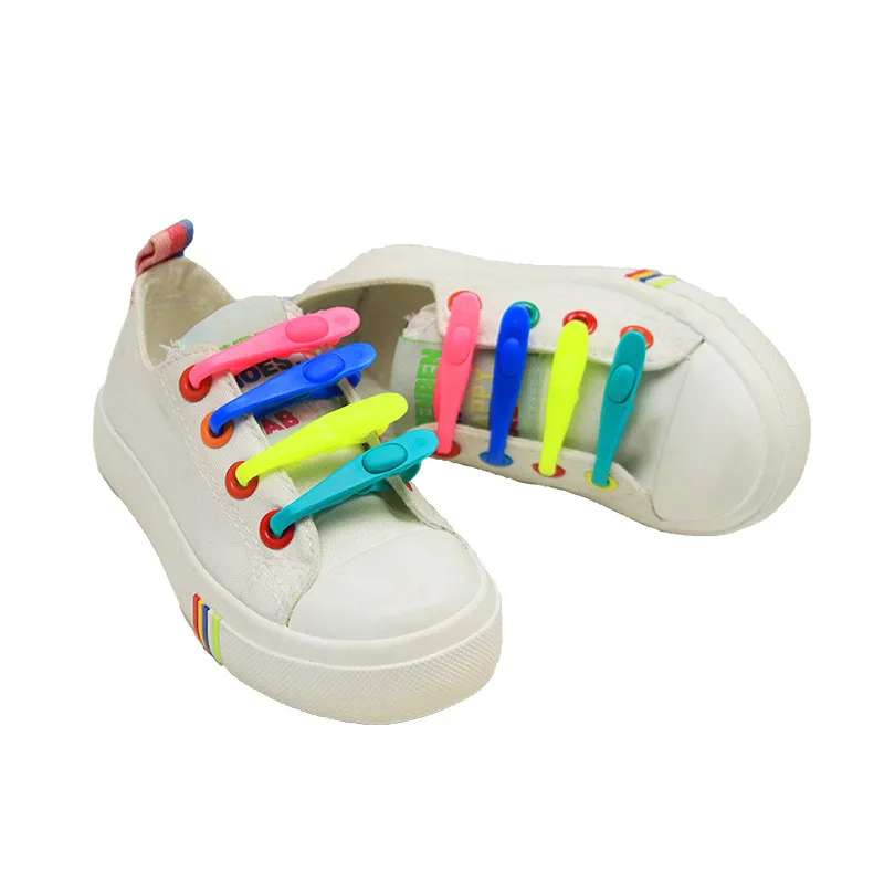 The New 14pcs/pack Waterproof silicone Lazy shoelace safty shoes accessories for running shoes round elastic shoelaces no tie
