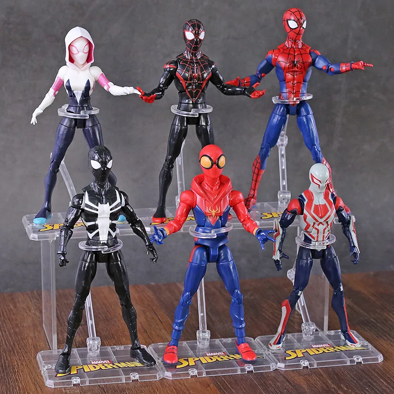 Человек паук в стихах пауках Miles Morales Gwen Stacy 2099 ПВХ фигурка игрушка 6 видов|Игровые