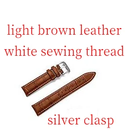 L brown white silver Высокое Качество ремешок для часов из натуральной кожи набор пистонов с заклепками ящик для инструментов/12/13/14/15/16/17/18/19/20/21/22/23/24 мм наконечник Ширина ремешок для часов - Цвет ремешка: L brown white silver