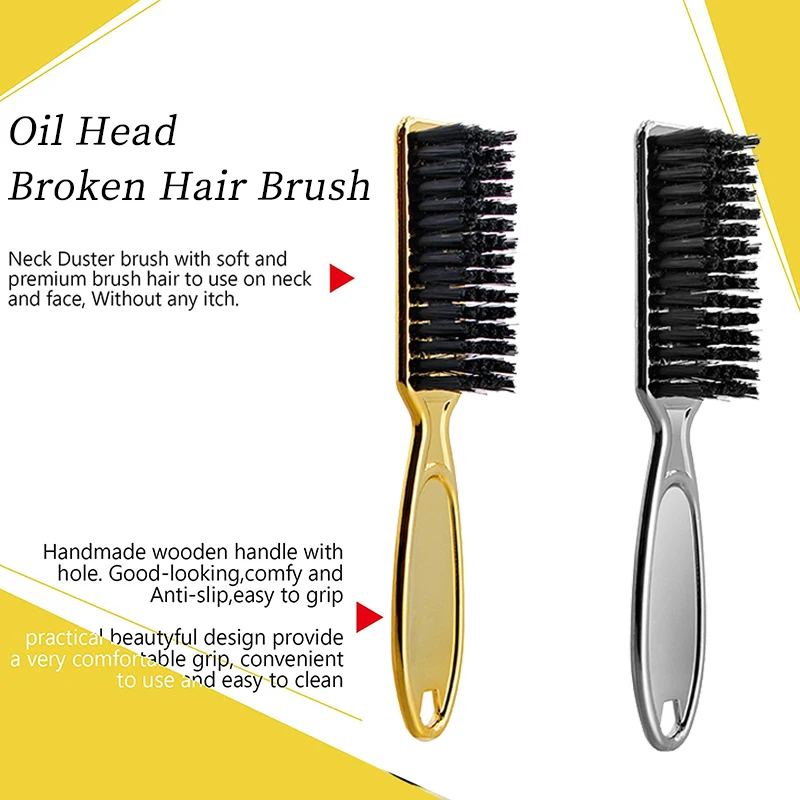 

Gold Plastic Handle Hairdressing Soft Hair Cleaning Brush Neck Duster Broken Hair Remove Comb Barber Tools