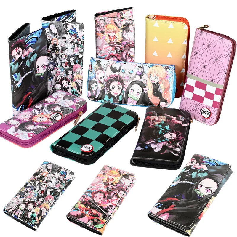 Аниме Kimetsu no Yaiba Demon Slayer Косплей длинный кошелек из искусственной кожи держатель