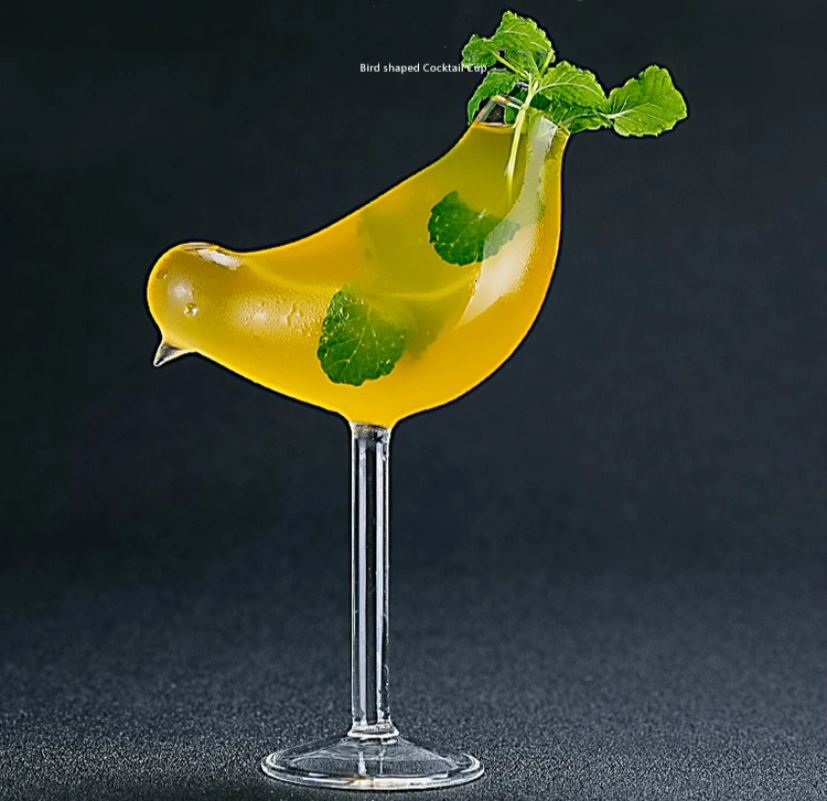 Bird Champagne Glass Plastic Champagne Glasses,coupe Cocktail Glasses .Birdie-Shaped Cocktail Glass Personality Glass Molecule Smoked Glass Cup 
