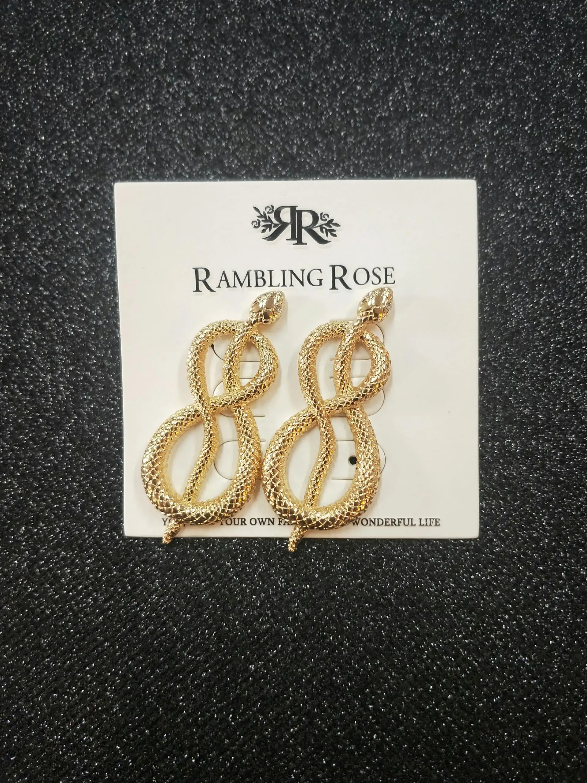

RR Rambling Rose Fashion Snake Gold Color Stud Hoop Handmade Earrings 2019 Long Women Statement Earrings in Drop for Women gifts