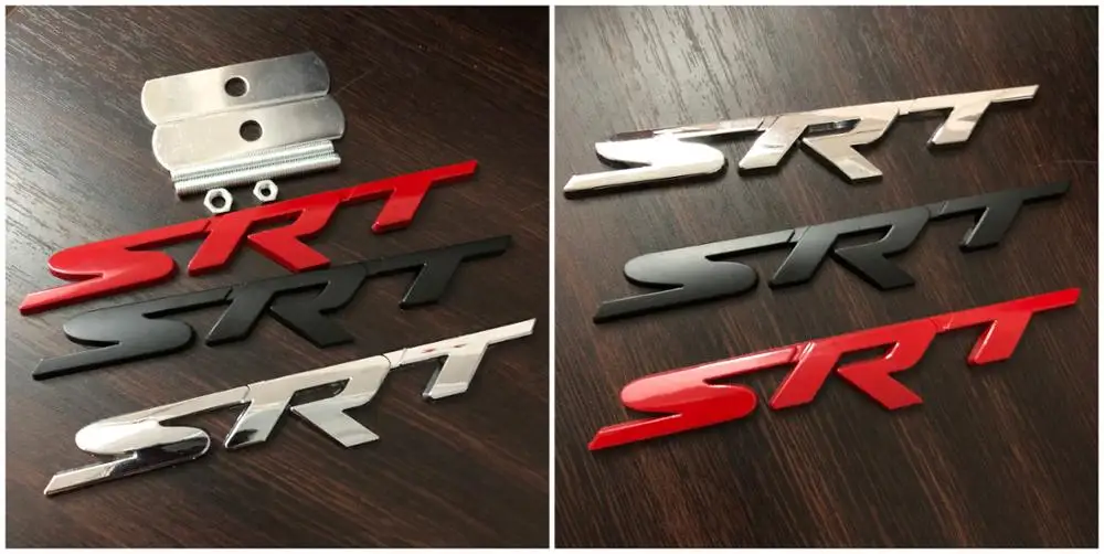 3D Metal Dodge SRT8 Logo Silver Car Side Fender Skirts Badge Emblem Sticker