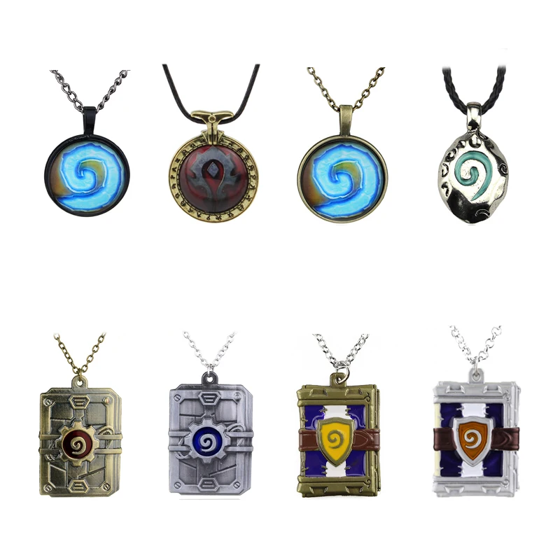 Ожерелье с круглым стеклянным камнем World Of Warcraft подвесная карточка|world necklace|charm