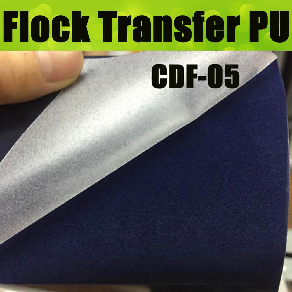 

CDF-05 Dark Blue Premium quality heat transfer flocking PU vinyl, flock pu transfer film for shirts with size 50X100CM