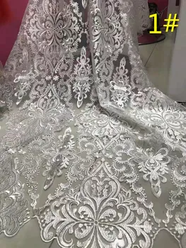 

Hot Sale Wedding Dress Design Fabric Embroidery French Mesh Lace Beading African Lace Fabric Wedding Dress Designers Choice