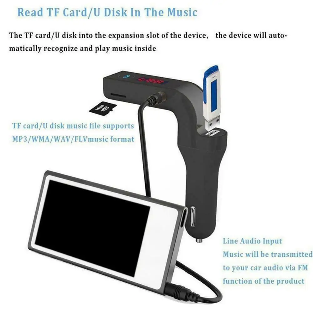 Mp3 плеер Bluetooth fm передатчик автомобильный комплект USB FM громкой связи радио MP3