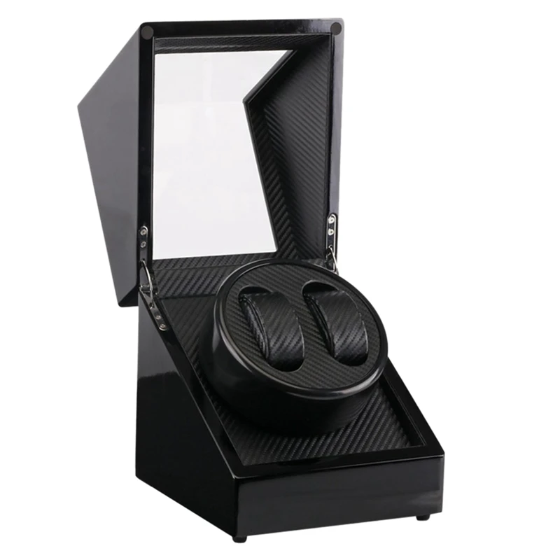

Watch Storage Double Watch Winders Wooden Lacquer Piano Glossy Black Carbon Fiber Quiet Motor Storage Display Watches Box
