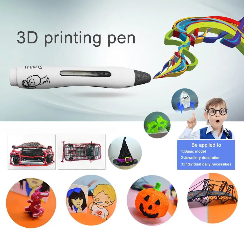 3D Ручка для рисования с нитями, креативная ручка для рисования, перезаряжаемый принтер для детей и взрослых, 3d-ручка для принтера