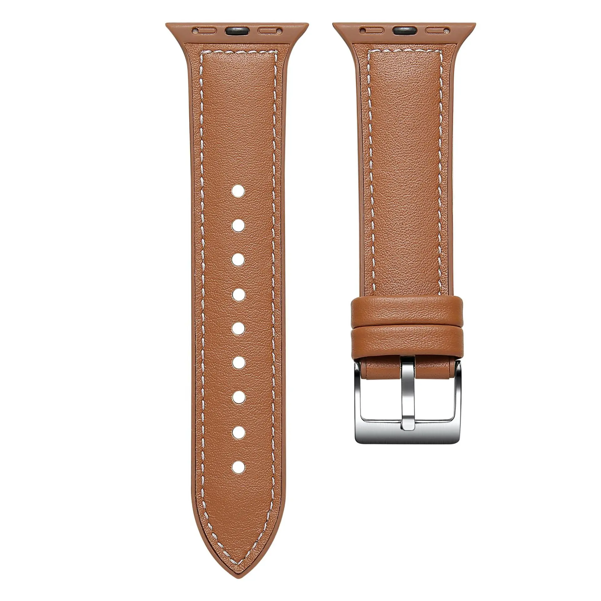 Мягкий ремешок для apple watch 5 ремешок 44 мм 40 мм Натуральная кожа+ силикон iwatch 42 мм 38 мм серия 5 4 3 2 1 браслет аксессуары - Цвет: Brown