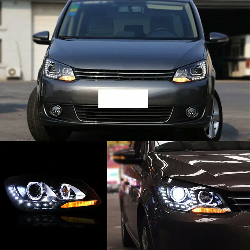 

Xenon Headlight Assembly with LED DRL Halo Projector Black Housing for Touran/Caddy 2010 2011 2012 2013 2014 2015