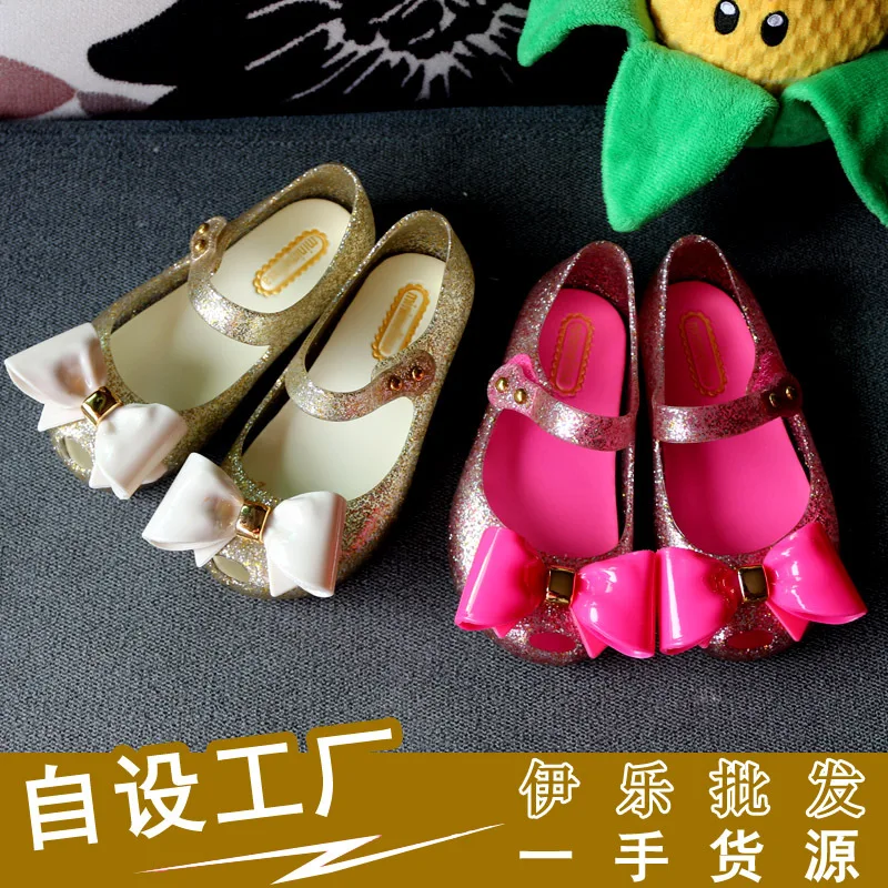 

CHILDREN'S Shoes Summer Cute Shiny Powder Ultra Large Plastic Bow Princess Girls CHILDREN'S Sandals