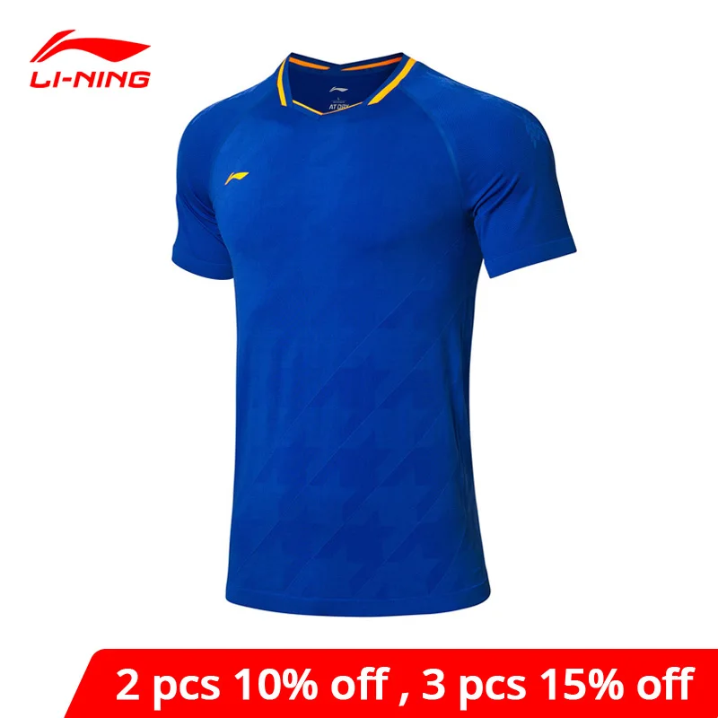 Li Ning мужские футболки для соревнований по бадминтону полиэстер нейлон спандекс