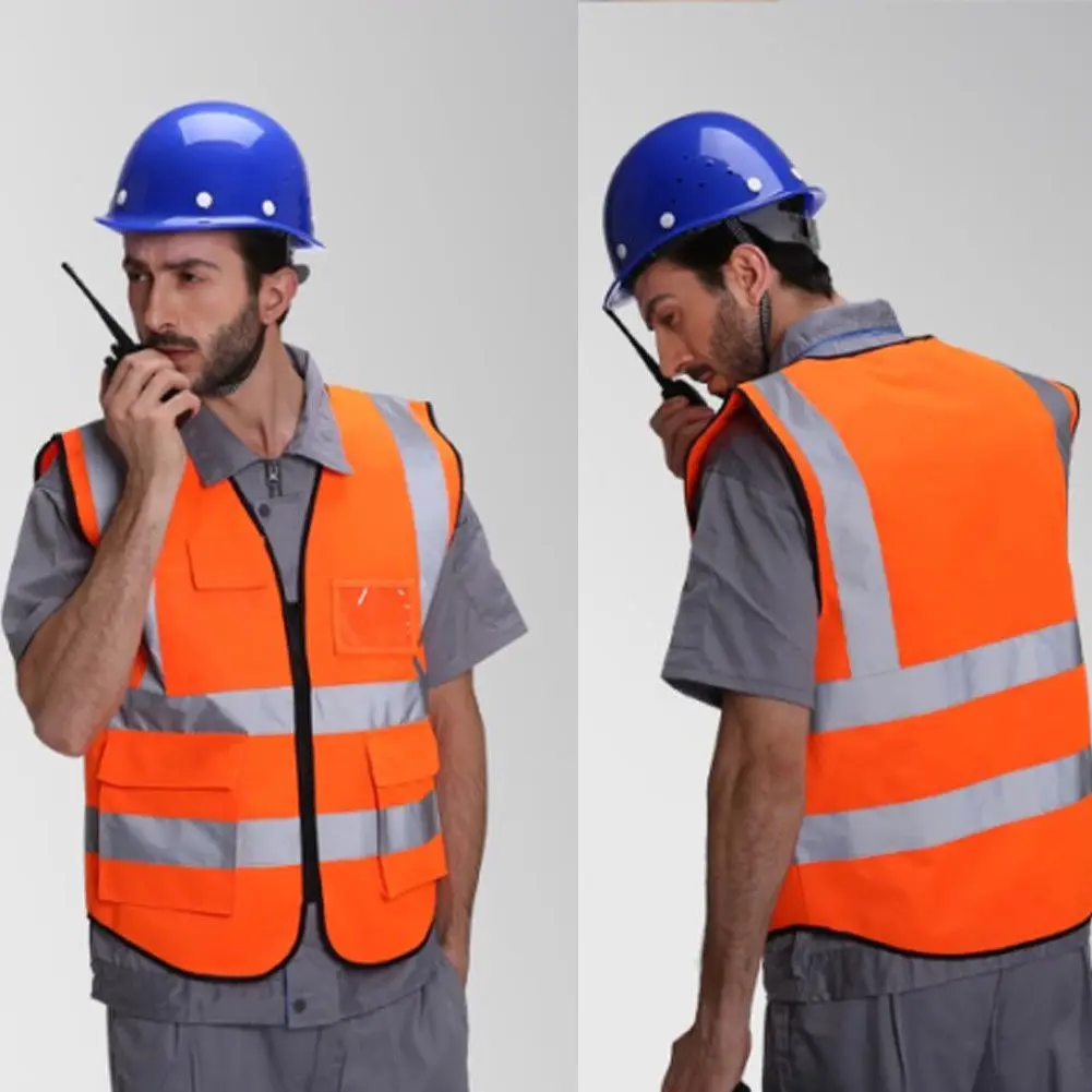 Мужской Hi-Vis видимость безопасности Рабочий жилет двухцветная Светоотражающая куртка пальто безопасности