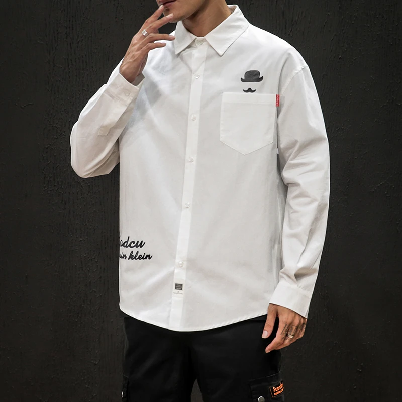 

Harajuku Large Sizes Men Long Sleeve Shirt Creative Pattern Mens Shirts Autumn Men Long Sleeve Shirt