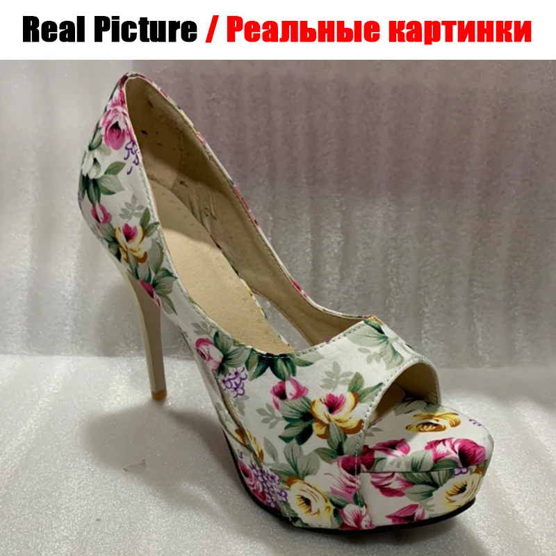 SARAIRIS женские богемные туфли с цветочным принтом на высоком каблуке открытым