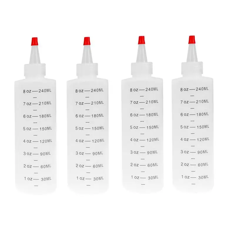 

ROSENICE 4PCS Plastic Tipped Bottle Salad Dressings Bottle Durable Squeeze Bottles With Red Lid Kitchen Accessories Supplies
