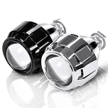 

New 2.5 inch Car Motorcycle Mini Retrofit Projector Lens With H1 Led HID Xenon Headlight Kit H4 H7 Adapters Black Silver Shell
