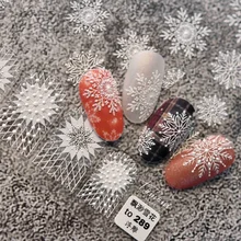 

2021 New Craft 5D Engraved Christmas White Lace Snowflake Slider Nail Art Decals Decoration Nail Art Sticker DIY Manicures
