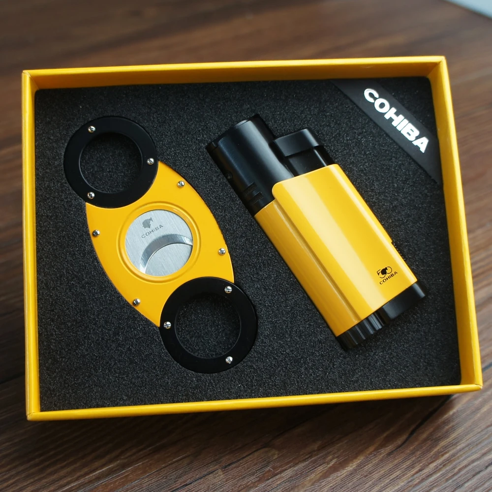 Ветрозащитная газовая мини-зажигалка для сигар COHIBA набор аксессуаров Бутановая