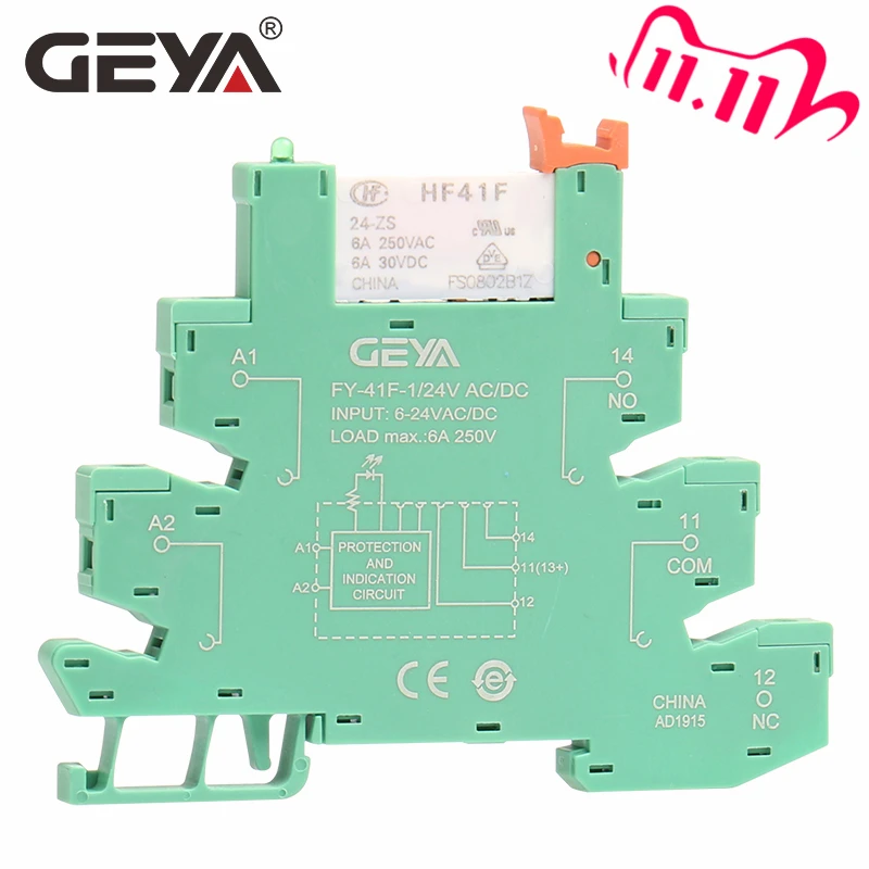 GEYA тонкий триггерный релейный модуль защиты цепи 6A реле 12VDC/переменного или