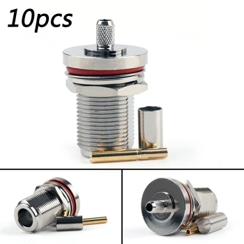 

Areyourshop 10Pcs N Female Jack Bulkhead Window Crimp RG58 RG142 LMR195 Cable Connector