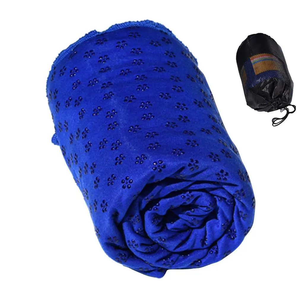 Blue Нескользящий коврик для йоги, полотенце из микрофибры, впитывающее пот, полотенце для йоги, не скользит, 190*90 см, одеяло для йоги, коврик для пилатеса с сумкой - Цвет: Blue
